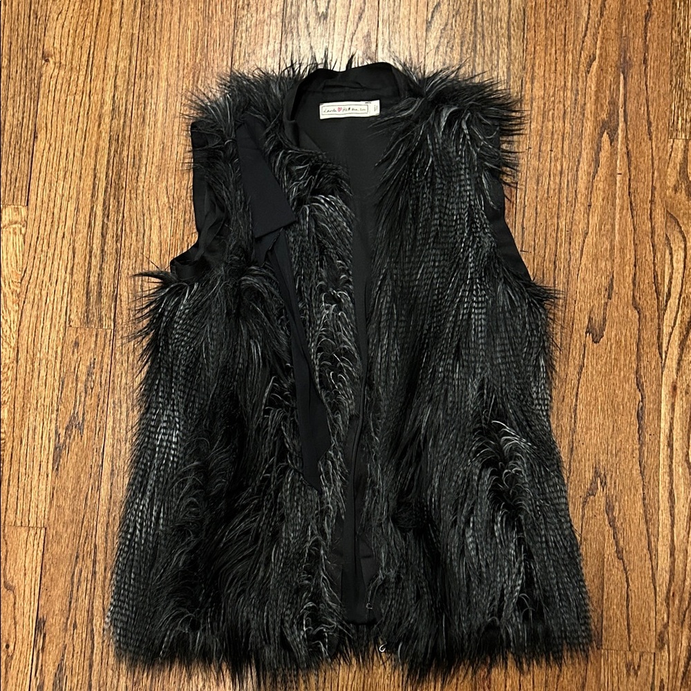 Lavin for H&M Black Faux Fur Vest